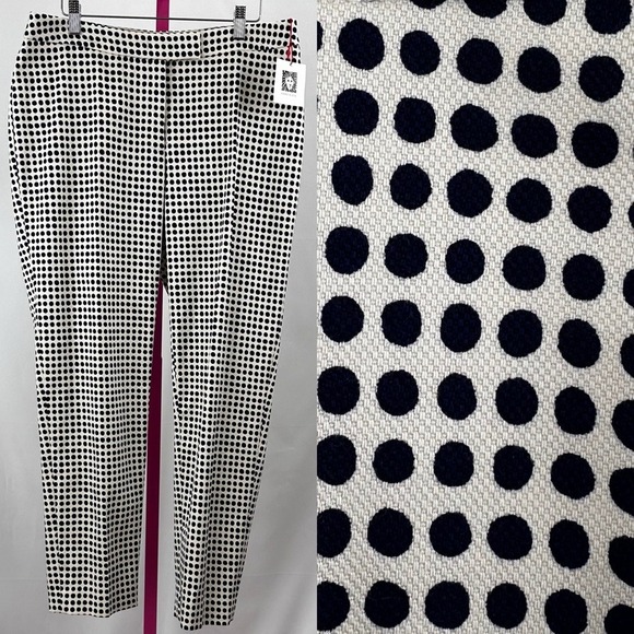 Anne Klein Pants - Navy Blue Polka Dot Dress Pants‎ Anne Klein Women's Size 10 White Office Casual